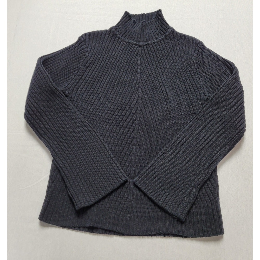 Relativity Long Sleeve Mock Neck Ribbed Sweater Women's Size M Black